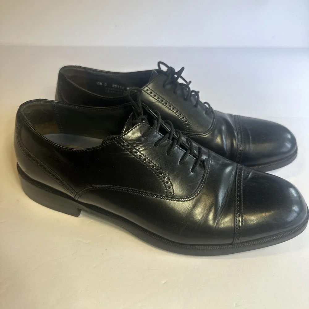 Bostonian Stockbridge  29112 Men's Size 9.5D Black Cap Toe Oxford Dress Shoes